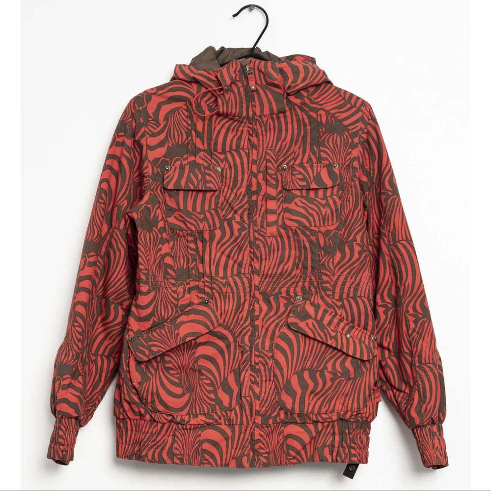 Burton Red and Brown Patterned Ski Jacket